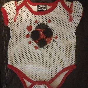 Darling Red and White Bodysuit with Ladybug Design​